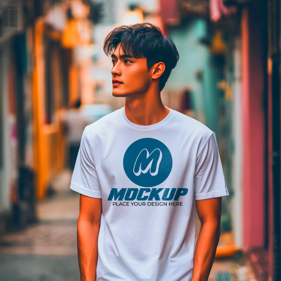 Male Model TShirt Mockup Fashion Apparel Design Presentation psd