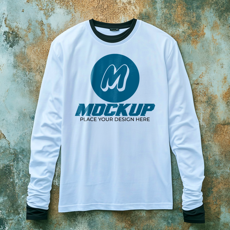 Long Sleeve TShirt Mockup Apparel Design Template with Customizable Logo psd
