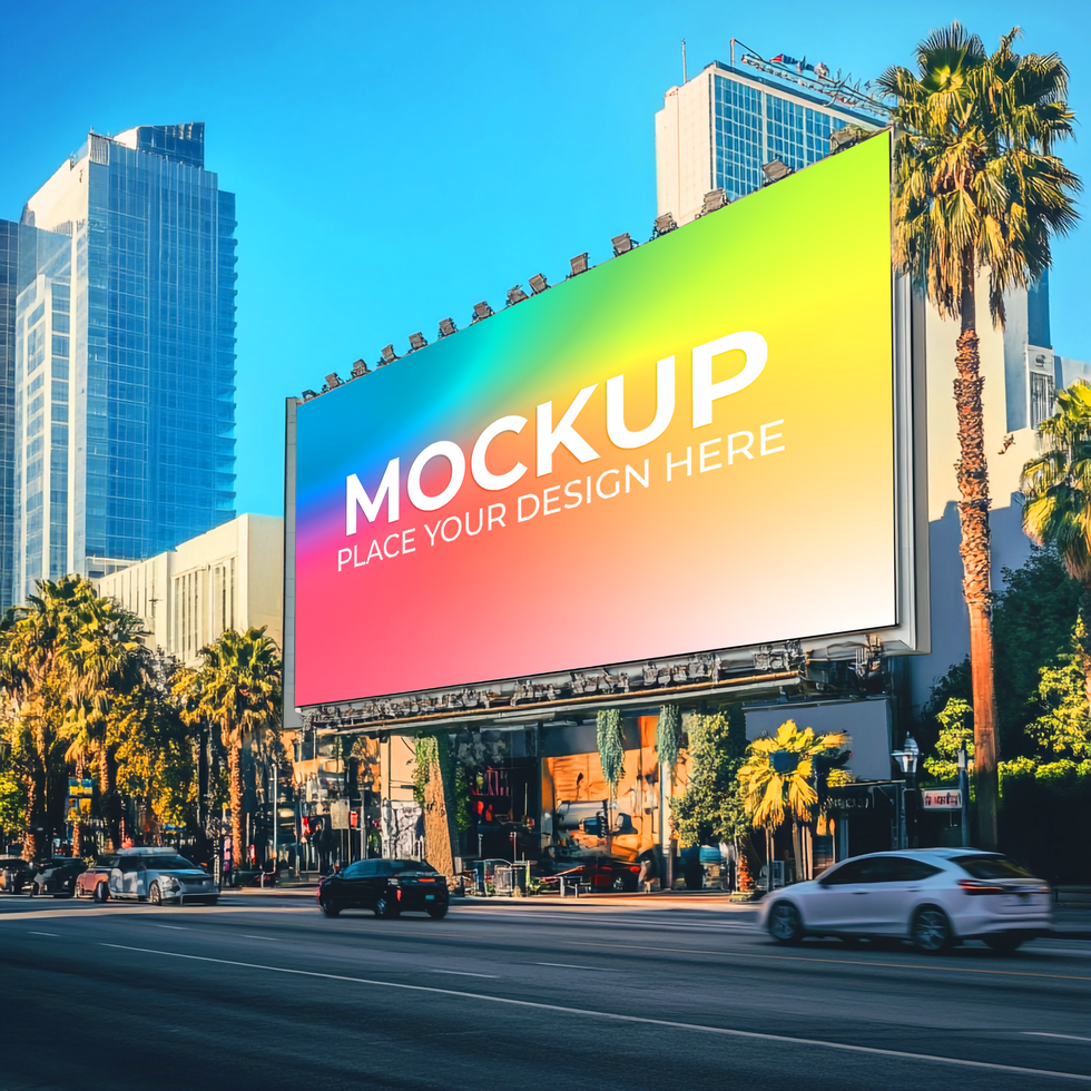 Vibrant Billboard Mockup with Cityscape Background for Advertising Design psd