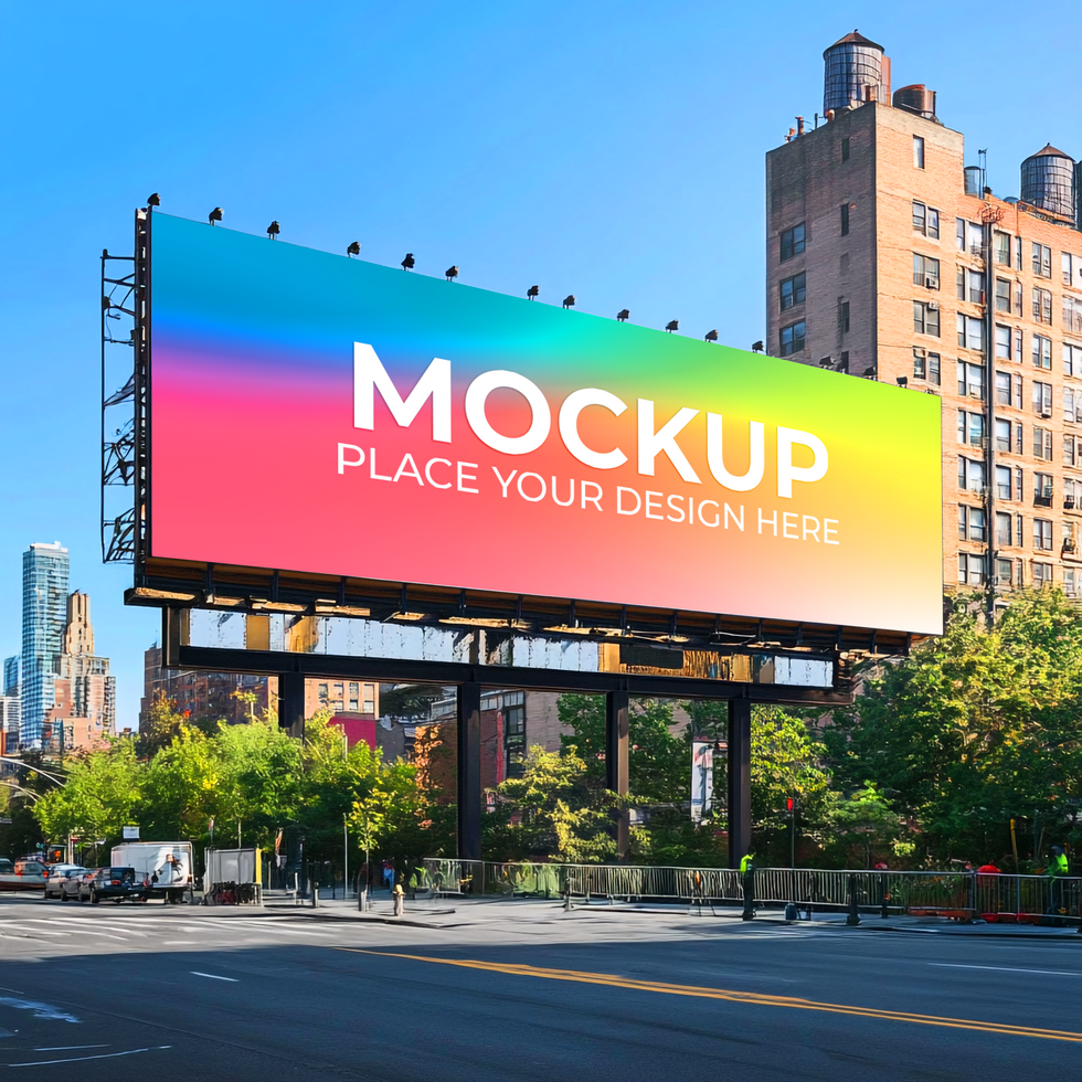 Vibrant Billboard Mockup Showcase Your Design in NYC On Transparent Background psd