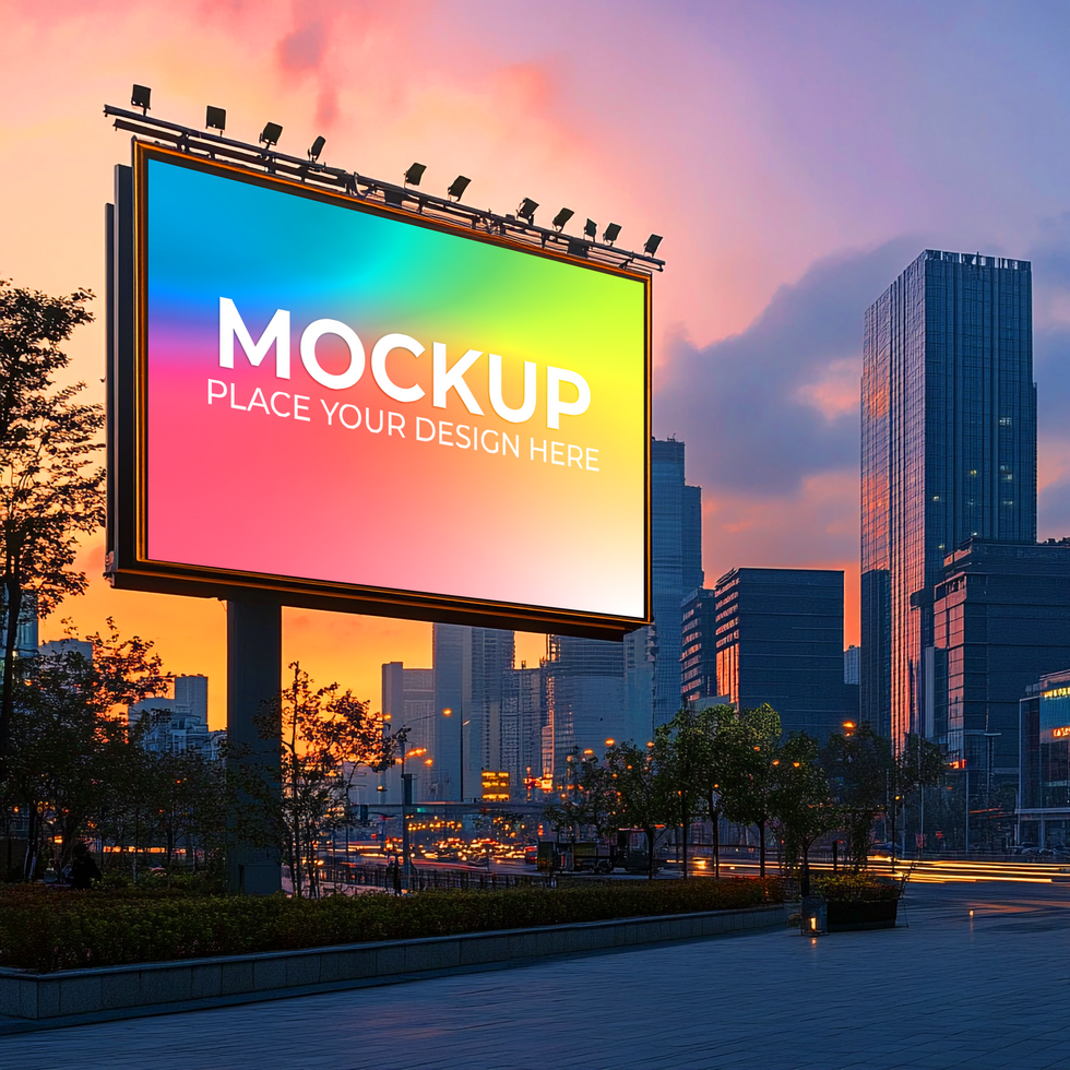 Billboard Mockup Cityscape Sunset Advertising Display On Transparent Background psd