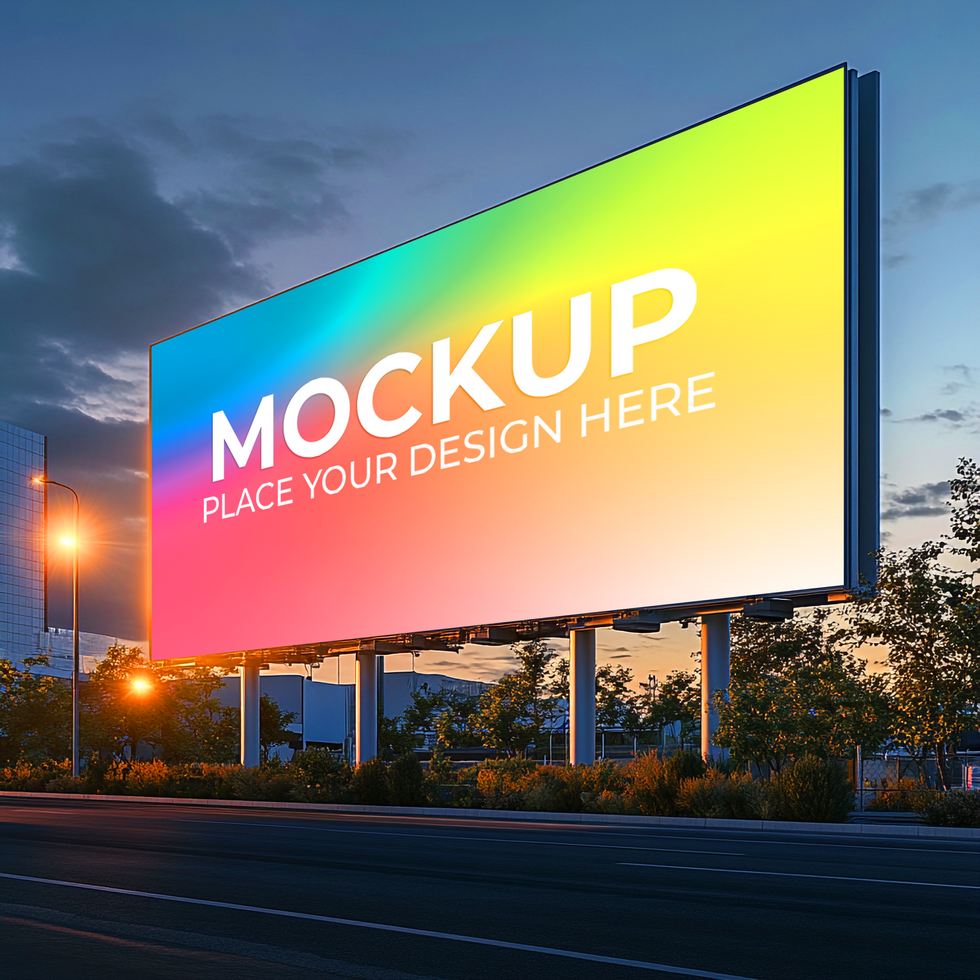 Billboard Mockup Vibrant Night Scene for Your Design On Transparent Background psd