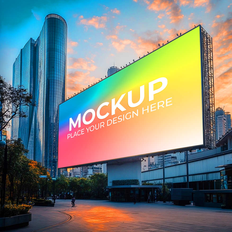 Giant Billboard Mockup Vibrant Cityscape Advertising Display On Transparent Background psd