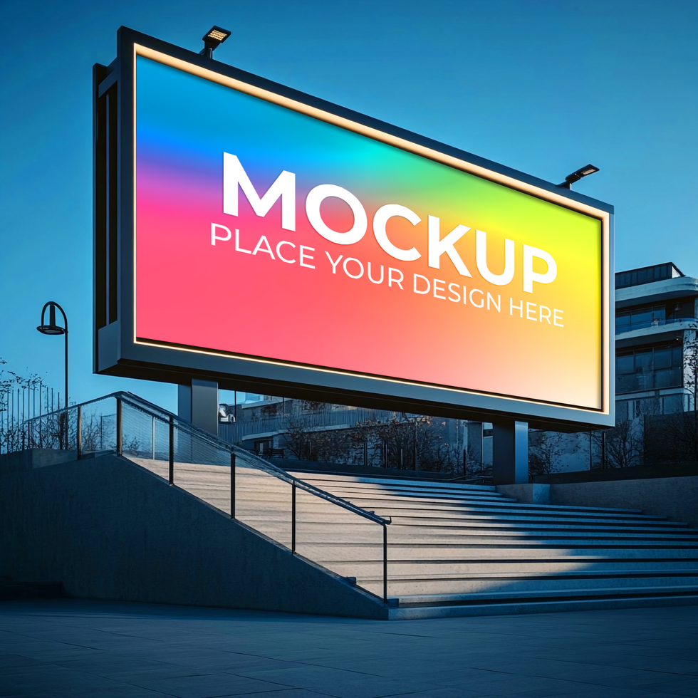 Realistic Billboard Mockup with City Lights Background psd