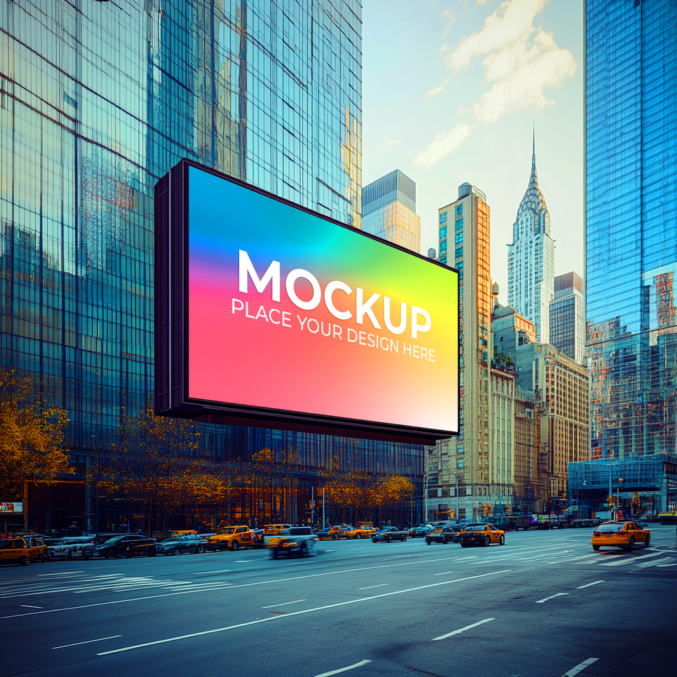 Vibrant City Billboard Mockup Perfect for Advertising Campaigns On Transparent Background psd