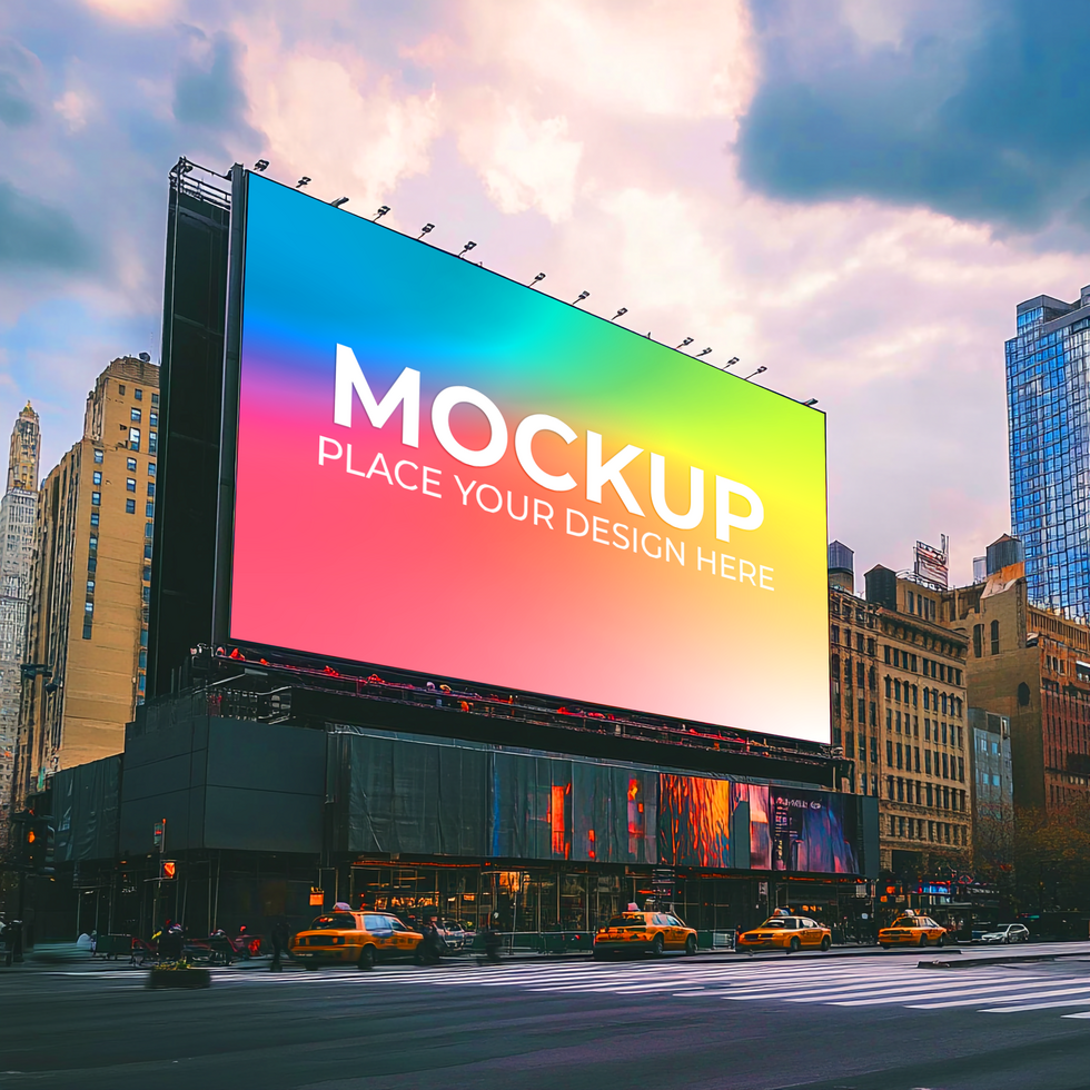 Giant Billboard Mockup NYC Cityscape On Transparent Background psd