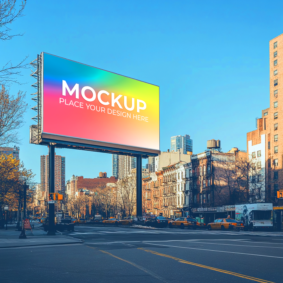 Billboard Mockup Vibrant LED Screen in City Setting On Transparent Background psd