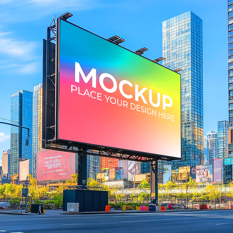 Billboard Mockup Vibrant Cityscape Background for Advertising On Transparent Background psd