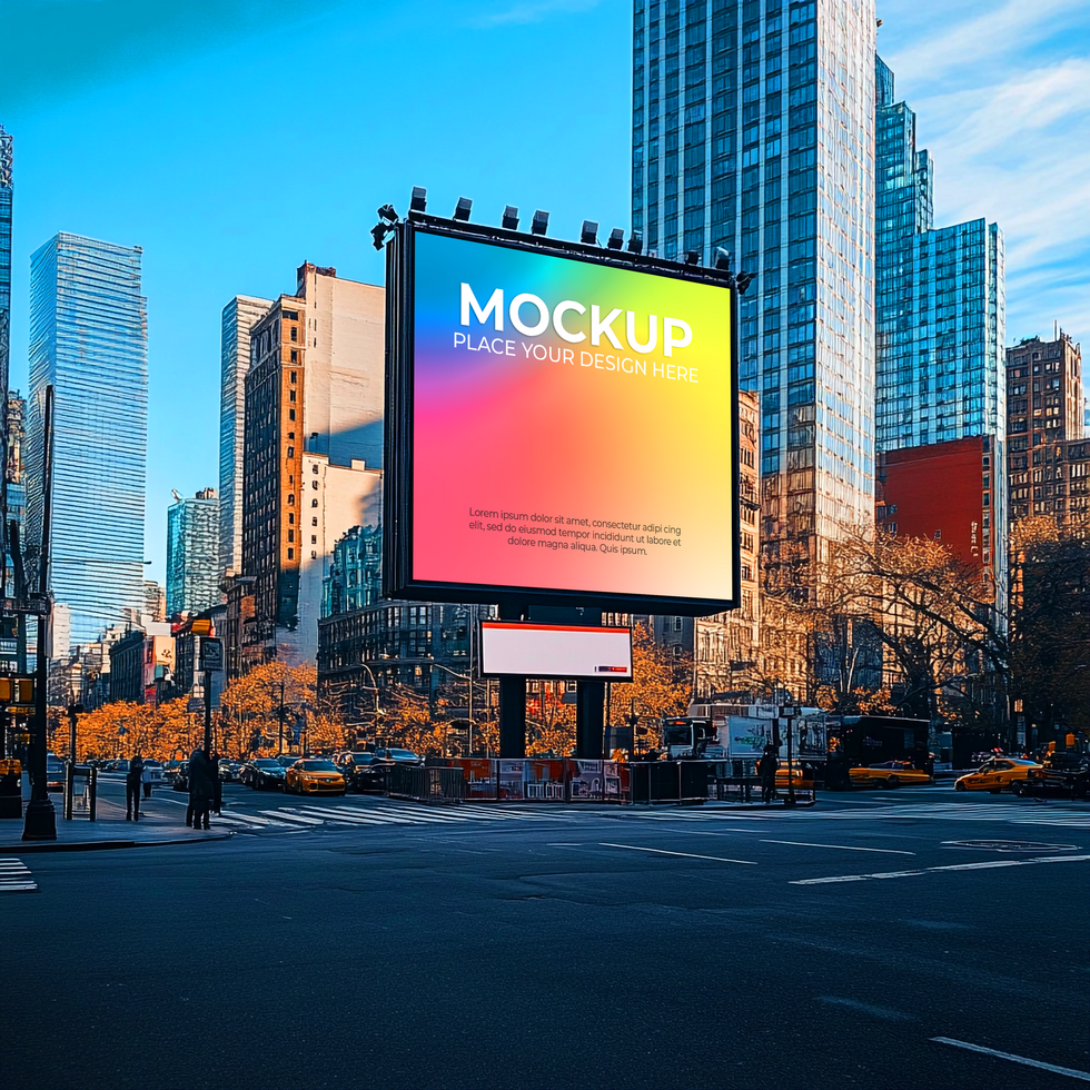 Billboard Mockup Vibrant Cityscape Ad Design On Transparent Background psd
