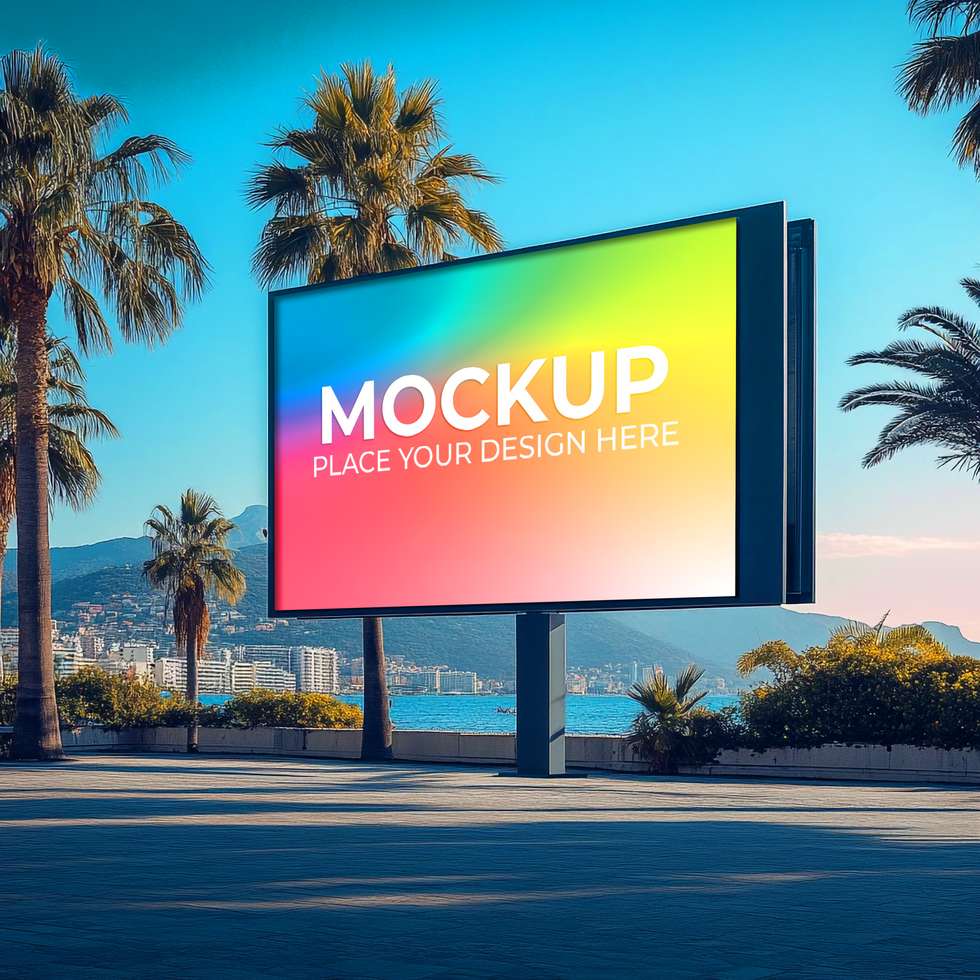 Billboard Mockup Vibrant Summer Scene for Your Design On Transparent Background psd