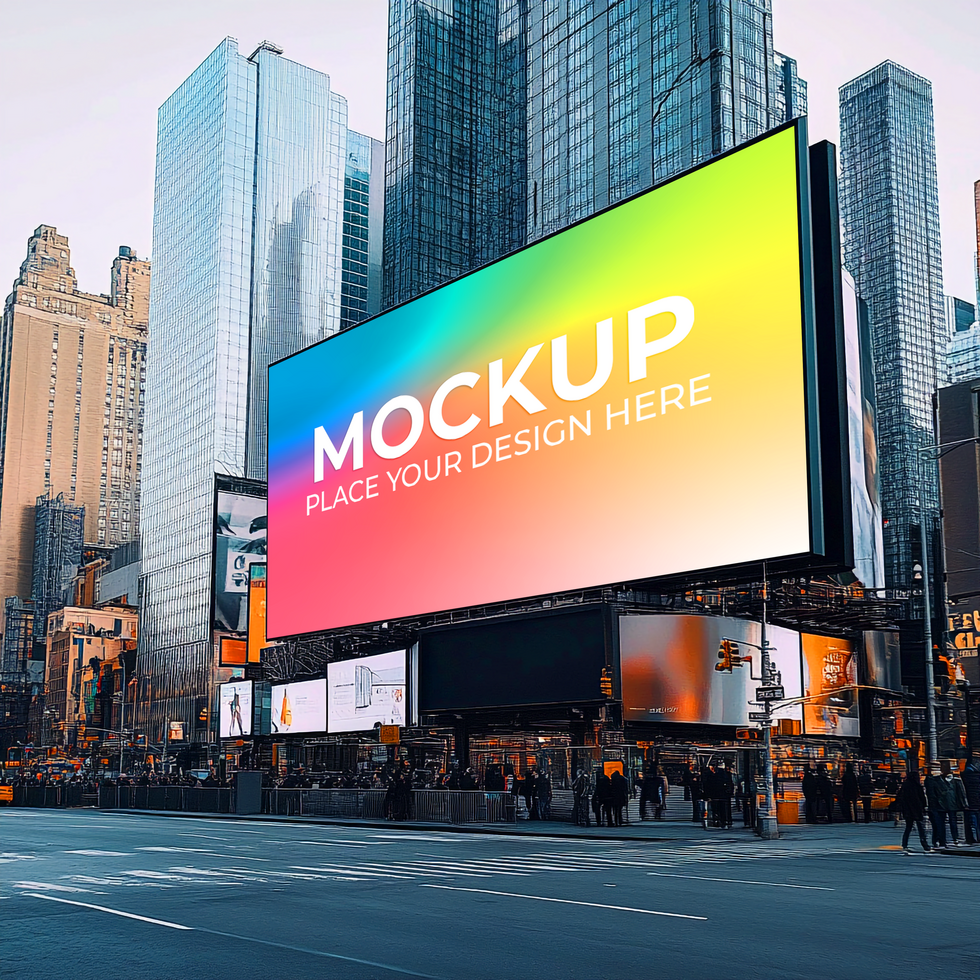 Times Square Billboard Mockup Vibrant Digital Signage in NYC On Transparent Background psd