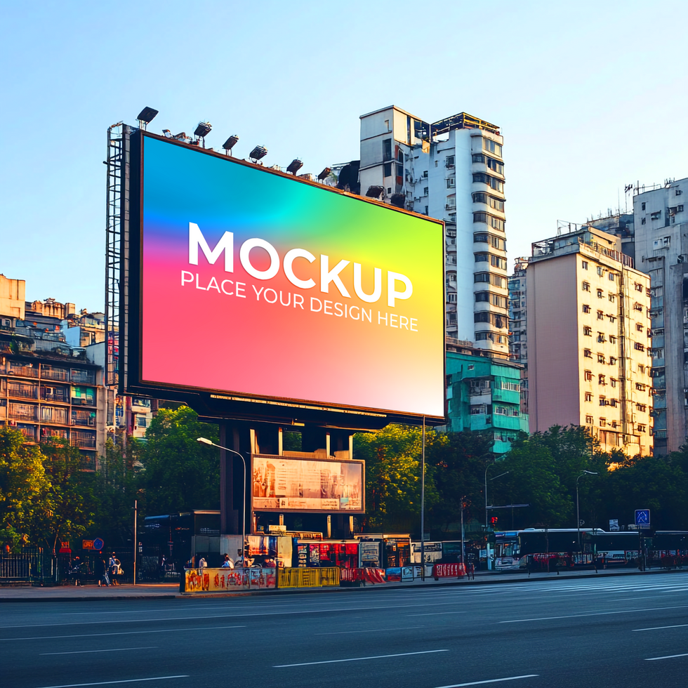 Vibrant Billboard Mockup Cityscape Advertising Display On Transparent Background psd