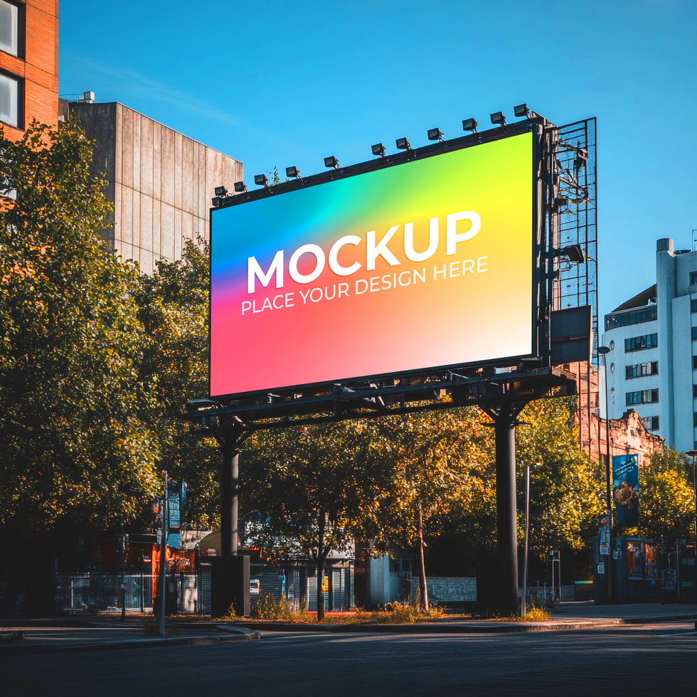 Billboard Mockup Vibrant Cityscape Advertising Display On Transparent Background psd
