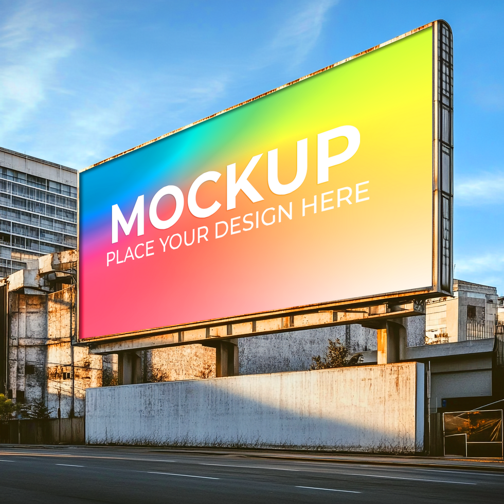 Billboard Mockup Vibrant Cityscape Background for Advertising Design Mockup Template Design psd