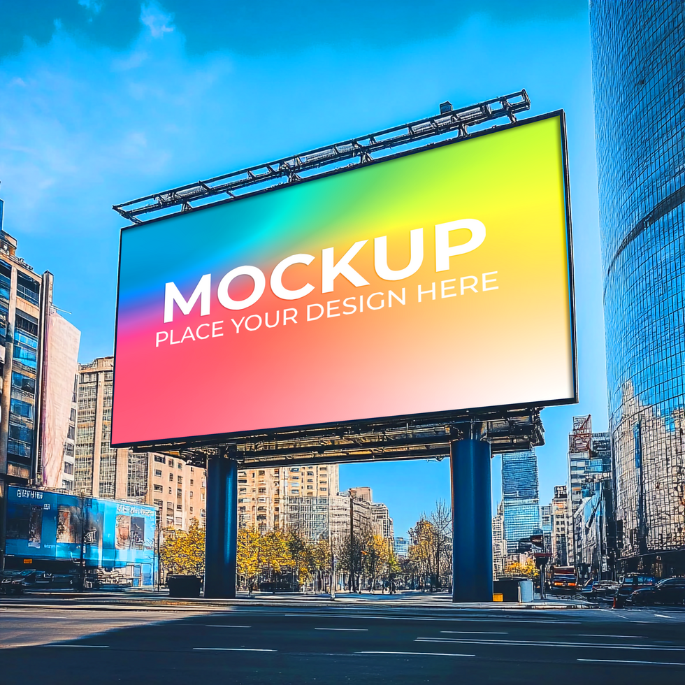 Billboard Mockup Vibrant Cityscape Advertising Design Mockup Template Design psd