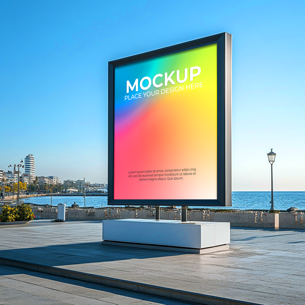 Outdoor Advertising Billboard Mockup Coastal Setting On Transparent Background psd