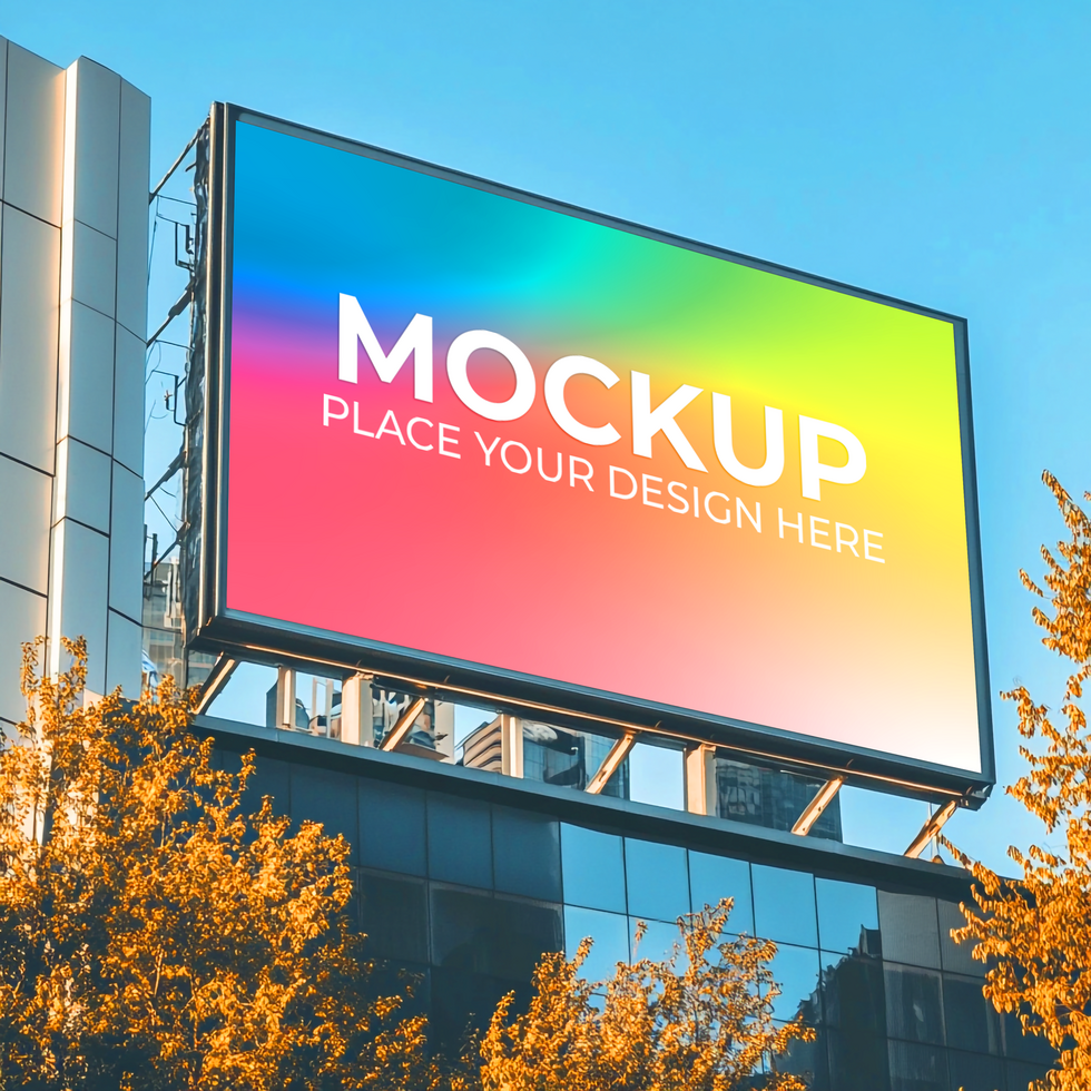 Vibrant Billboard Mockup Colorful LED Screen Advertisement On Transparent Background psd