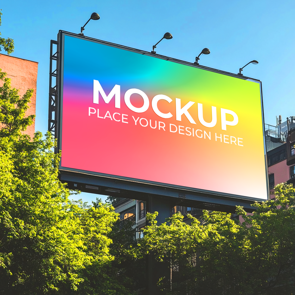 Billboard Mockup Vibrant Design on City Street Mockup Template Design psd