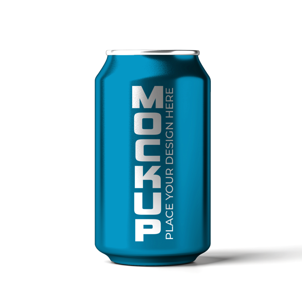 Aluminum Can Mockup Realistic Blue Beverage Container Template psd