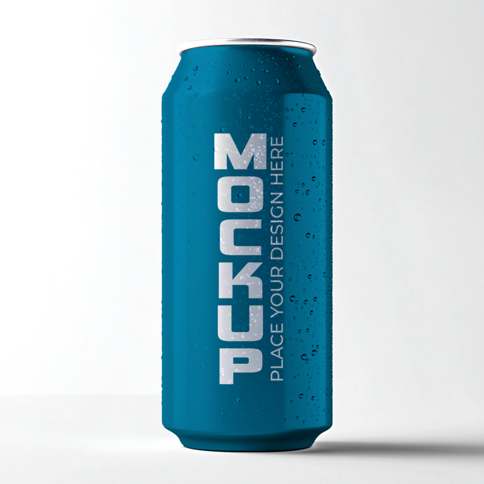 Sleek Teal Aluminum Can Mockup Perfect psd