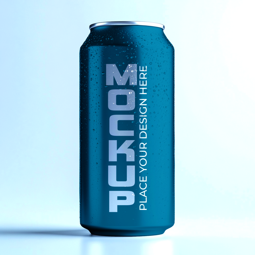 Teal Aluminum Can Mockup Perfect for Beverage Branding psd