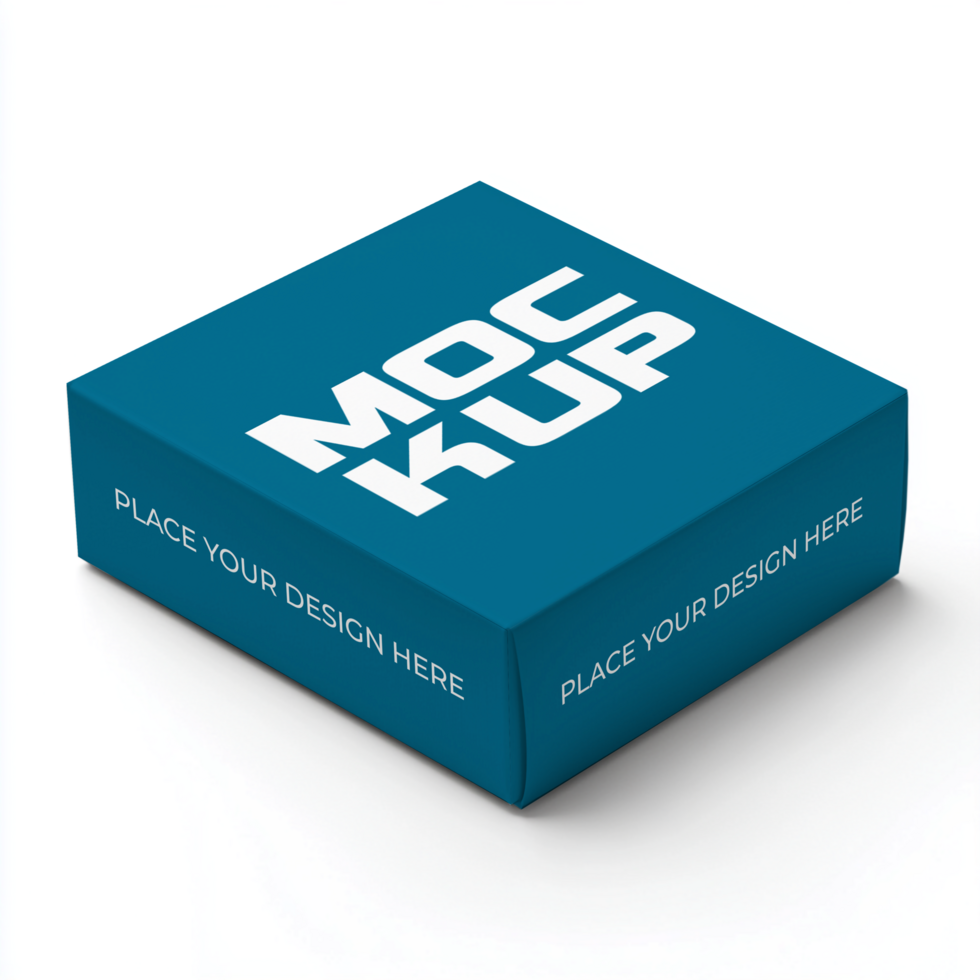 Teal Square Gift Box Mockup Packaging Design Template for Branding Presentation psd