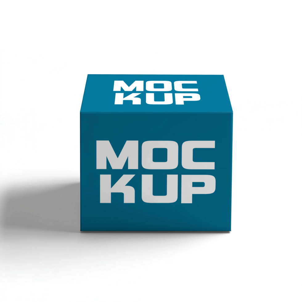 Cube Packaging Mockup Teal Box Design Template psd