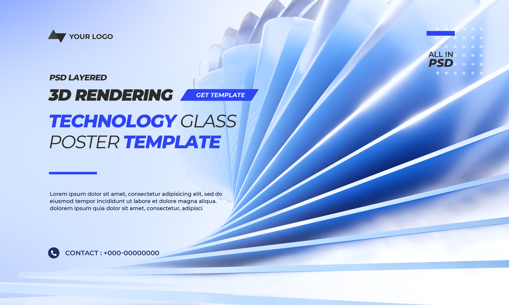3d rendering technology class poster template psd