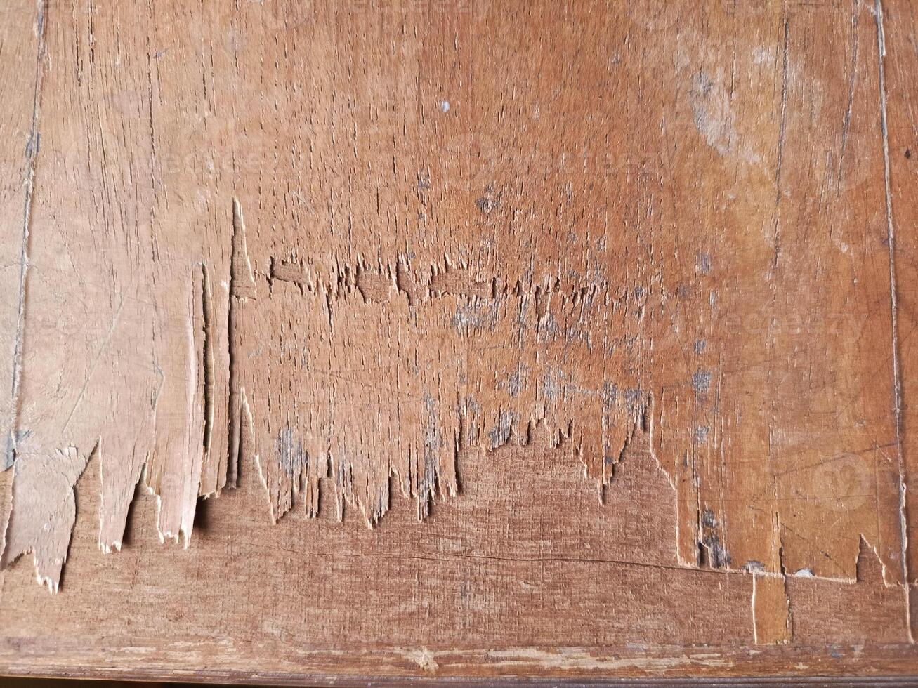 Distressed Wood Texture, Aged Brown Timber with Peeling Flakes photo