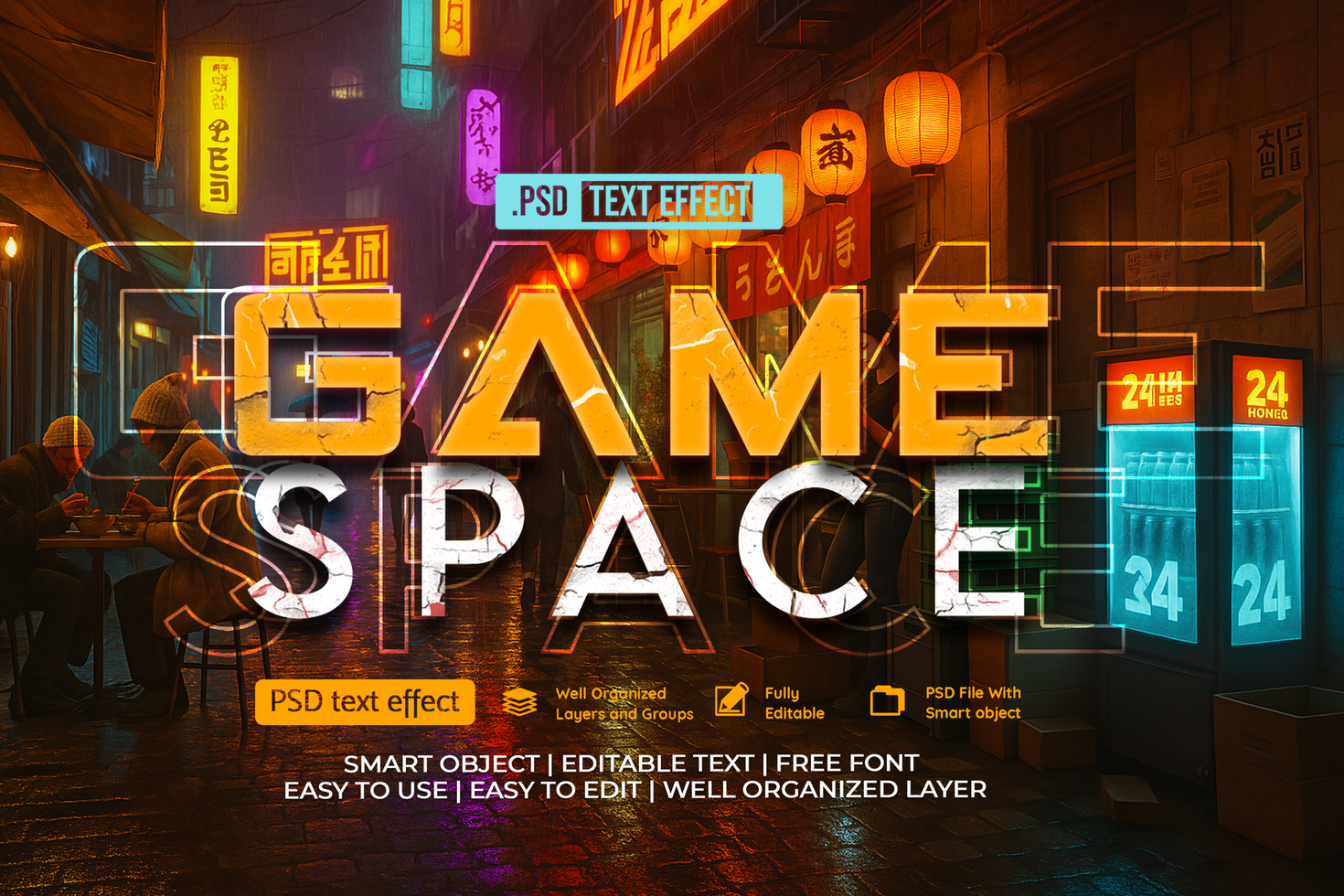 Game Space Text Style psd