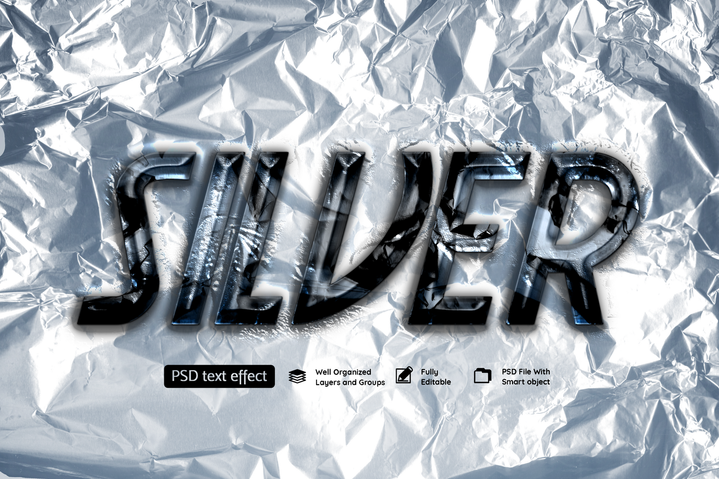 Silver Effect Text Style psd