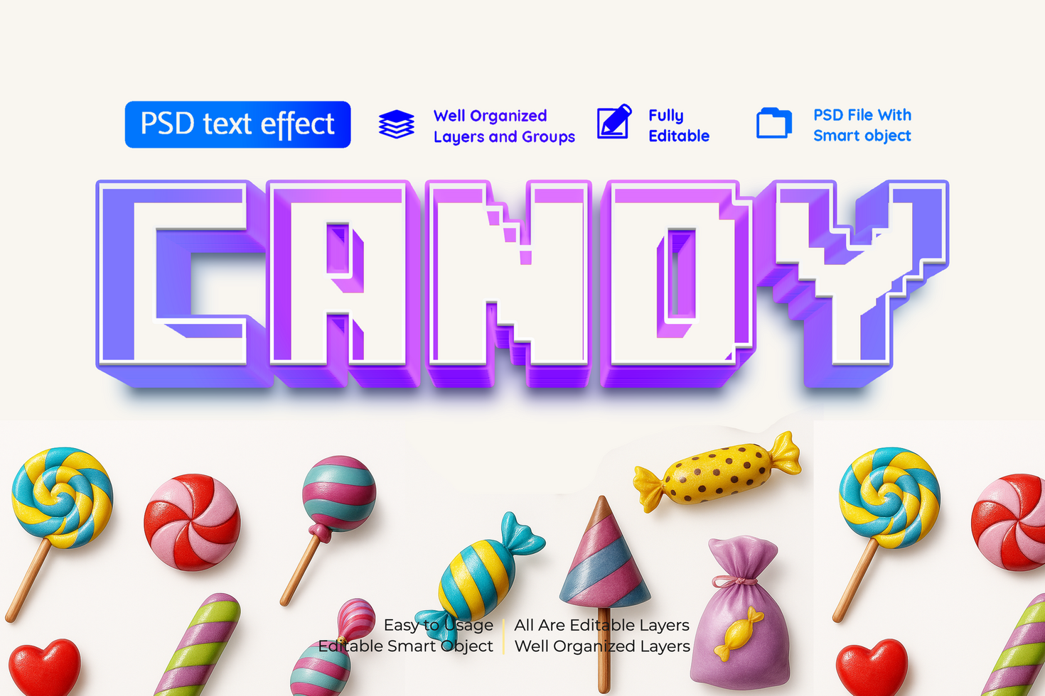 Candy Line Text Effect psd