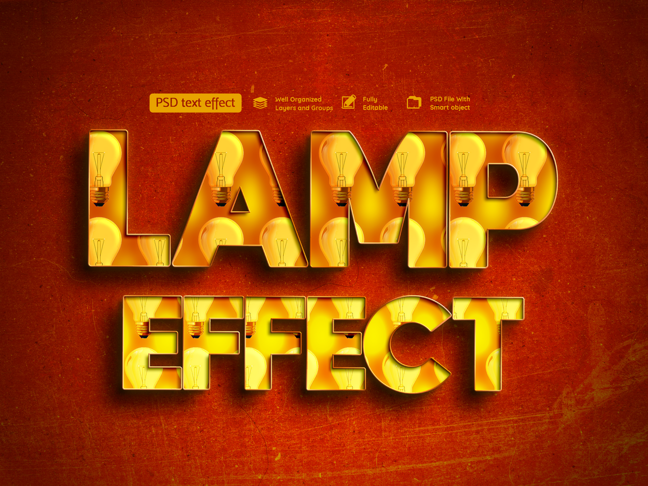 Lamp Effect Text Style psd
