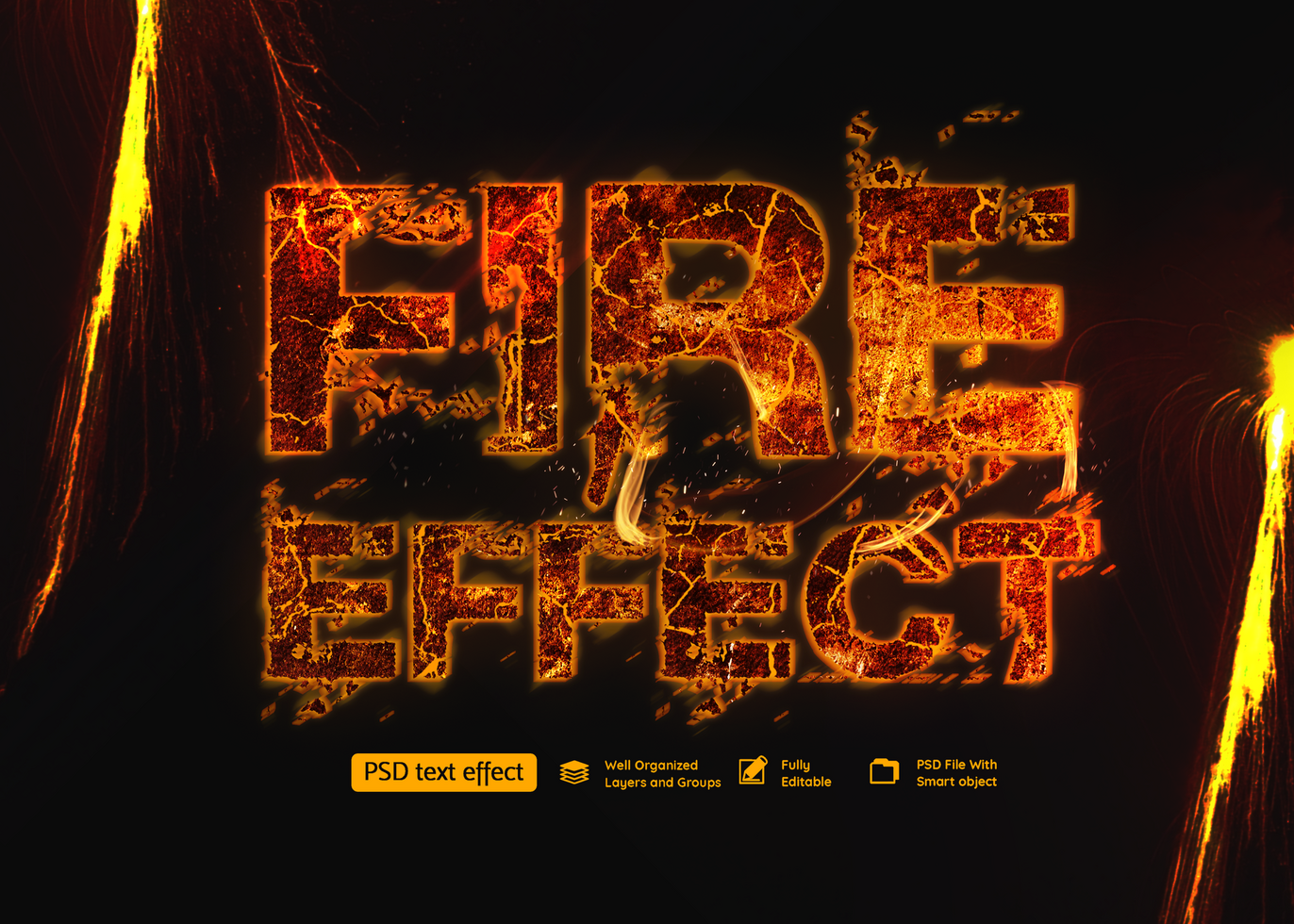 Fire Effect Text Style psd