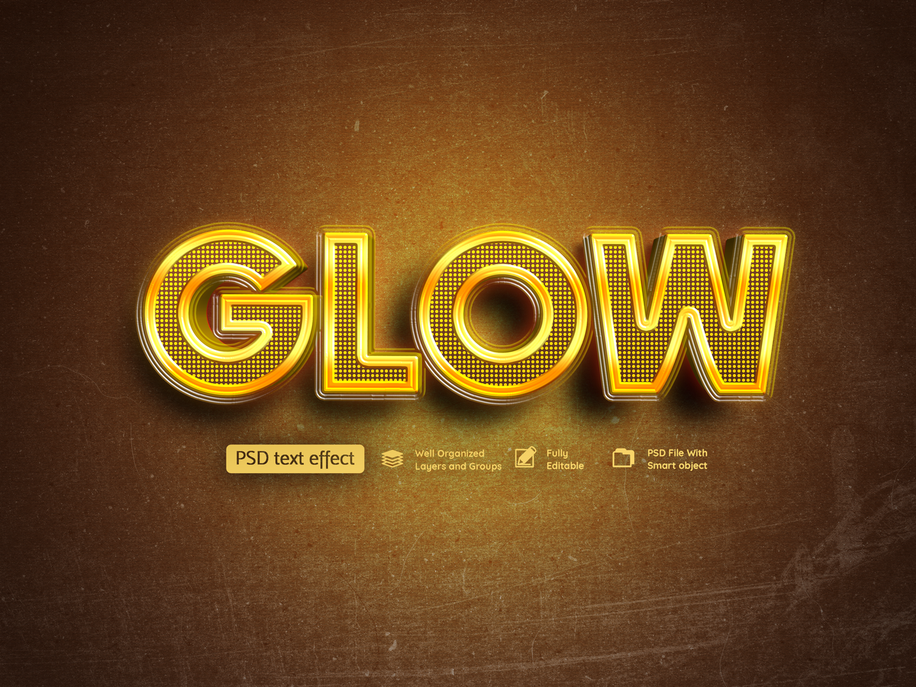 Golden Glowing Style Text Effect psd