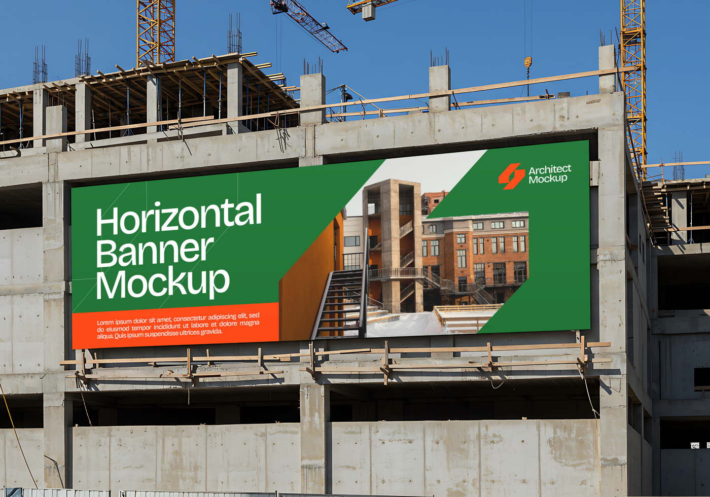 Billboard Mockup on a Construction Site psd