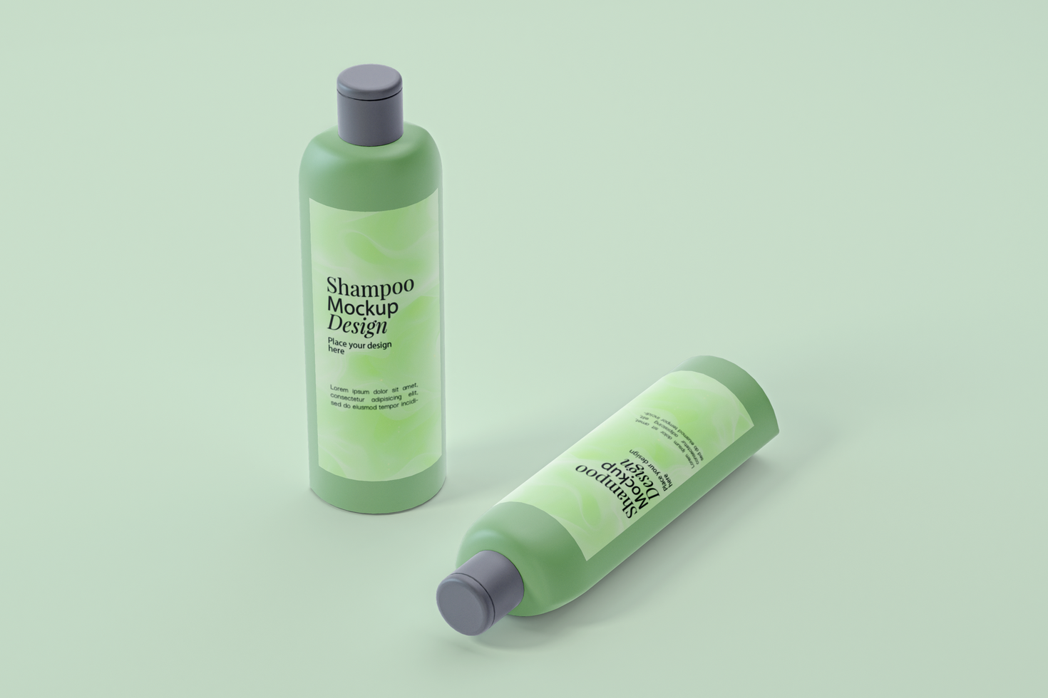 Shampoo bottle label realistic 3d mockup psd