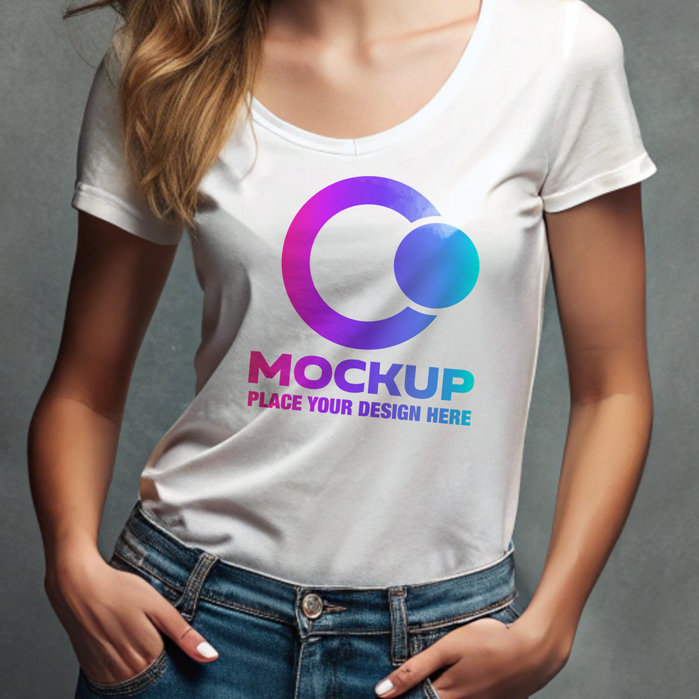 a woman wearing a white t - shirt mockup psd