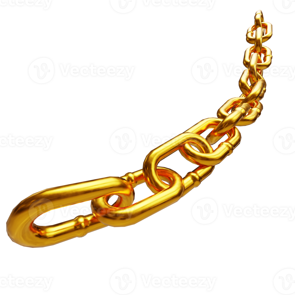 metallic golden chain link on transparent background png