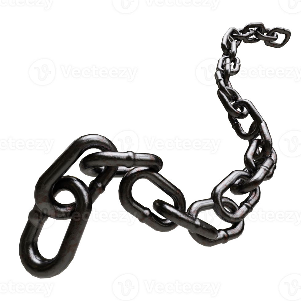 rusty metallic chain link on transparent background png