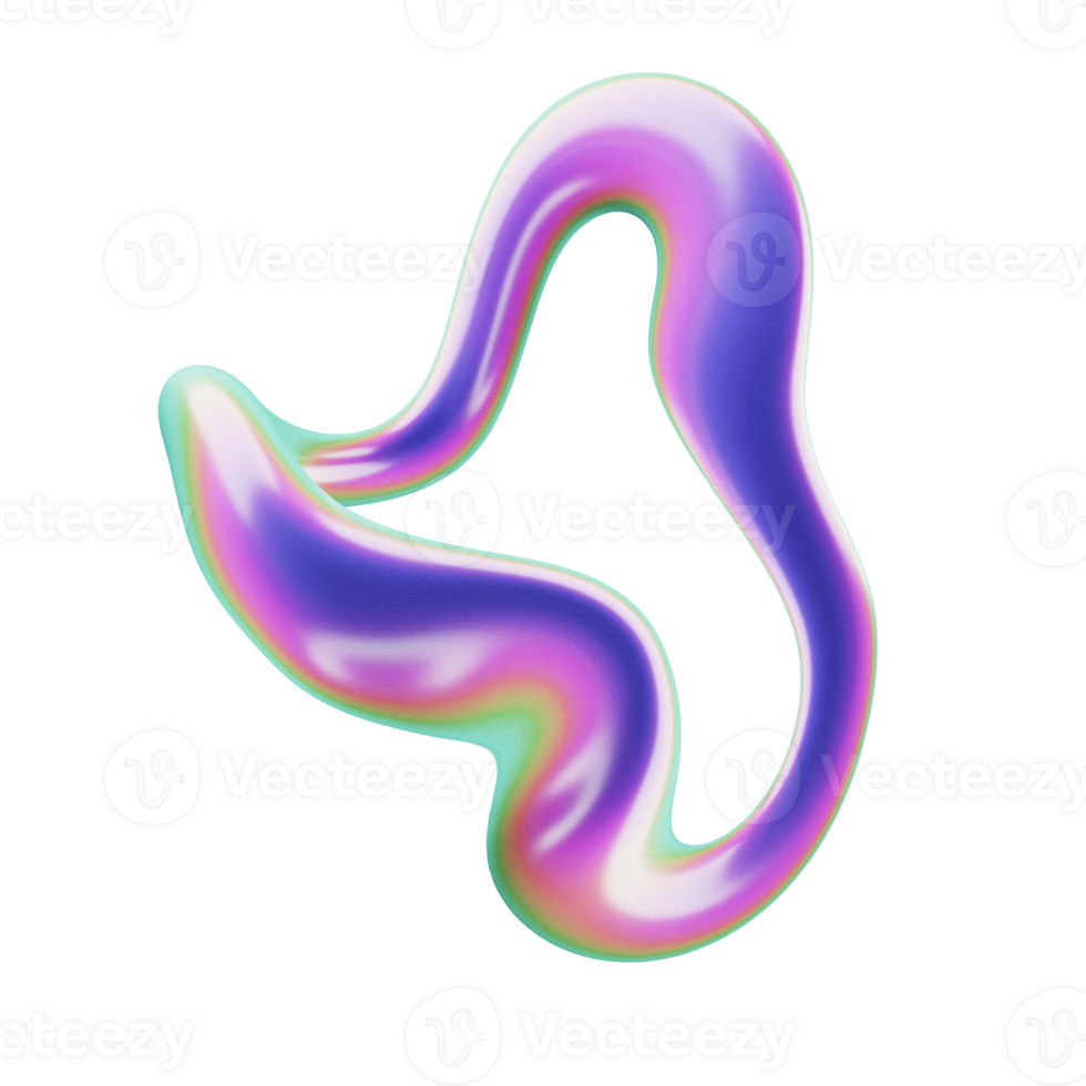 liquid abstract 3d iridescent colour shape on transparent background png
