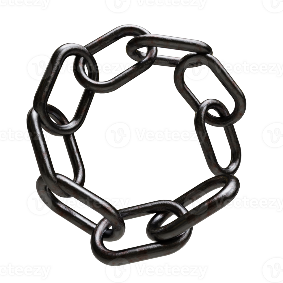 metallic rusty chain link on transparent background png