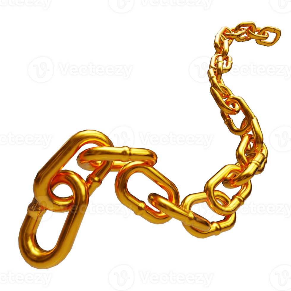 metallic gold chain link on transparent background png