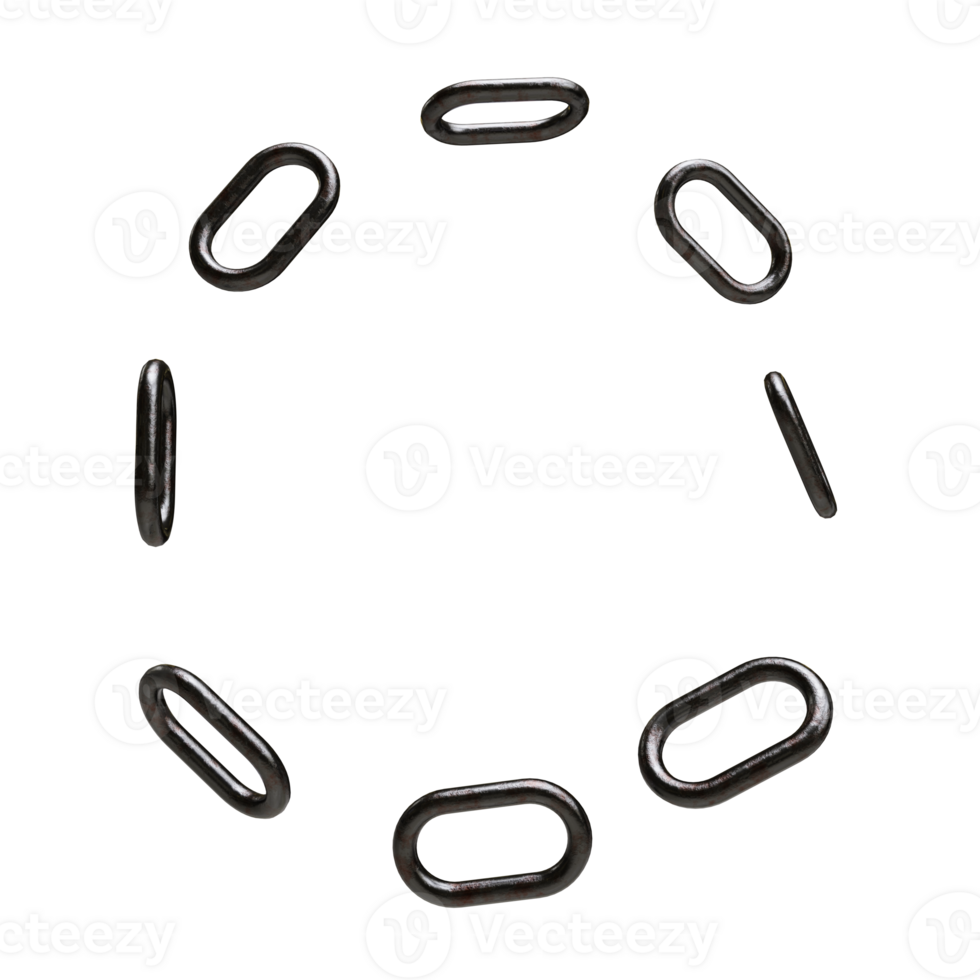 metallic circular chain links on transparent background png