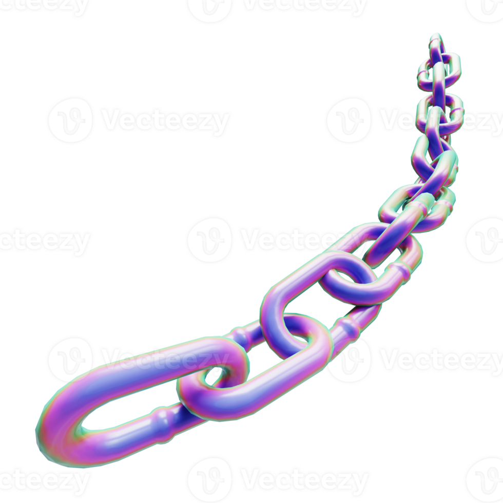 iridescent metallic chain link on transparent background png