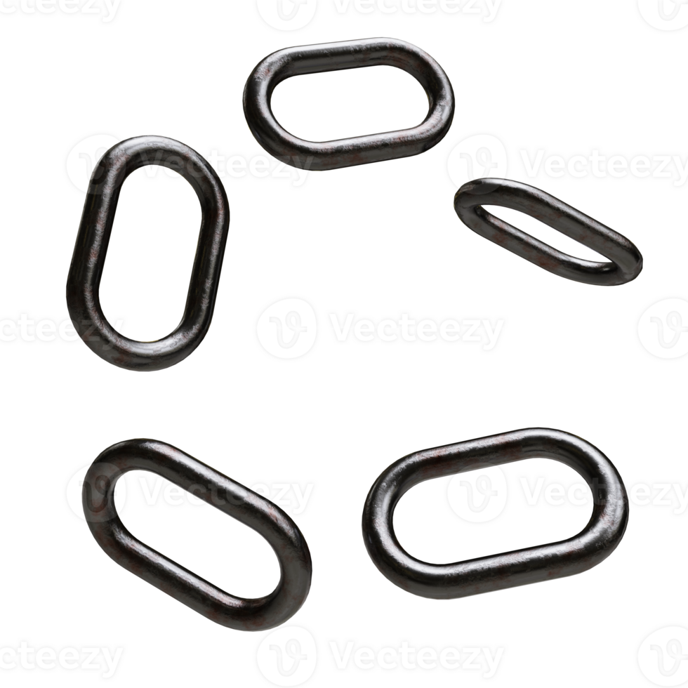 metallic rusty metal chain links on transparent background png