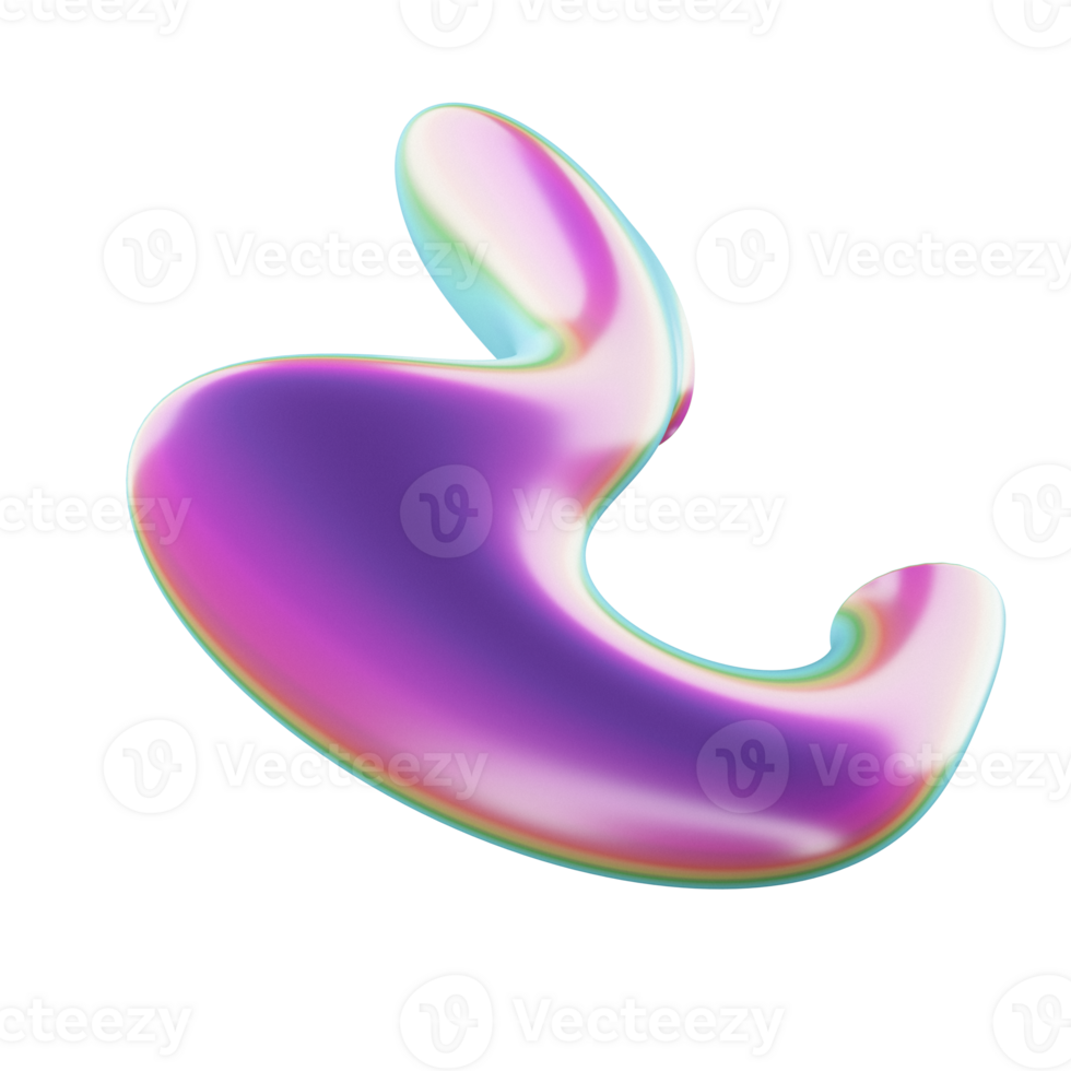 random abstract 3d iridescent colour shape on transparent background png
