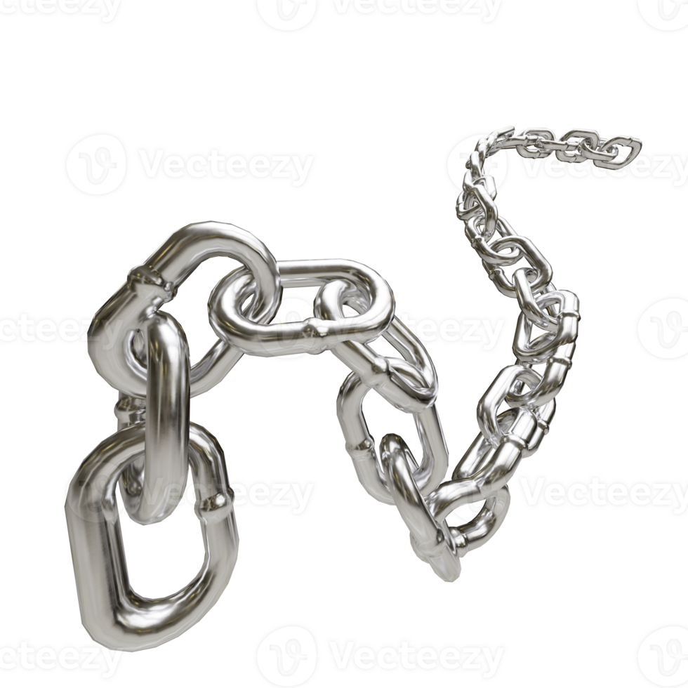 metallic silver chain link on transparent background png