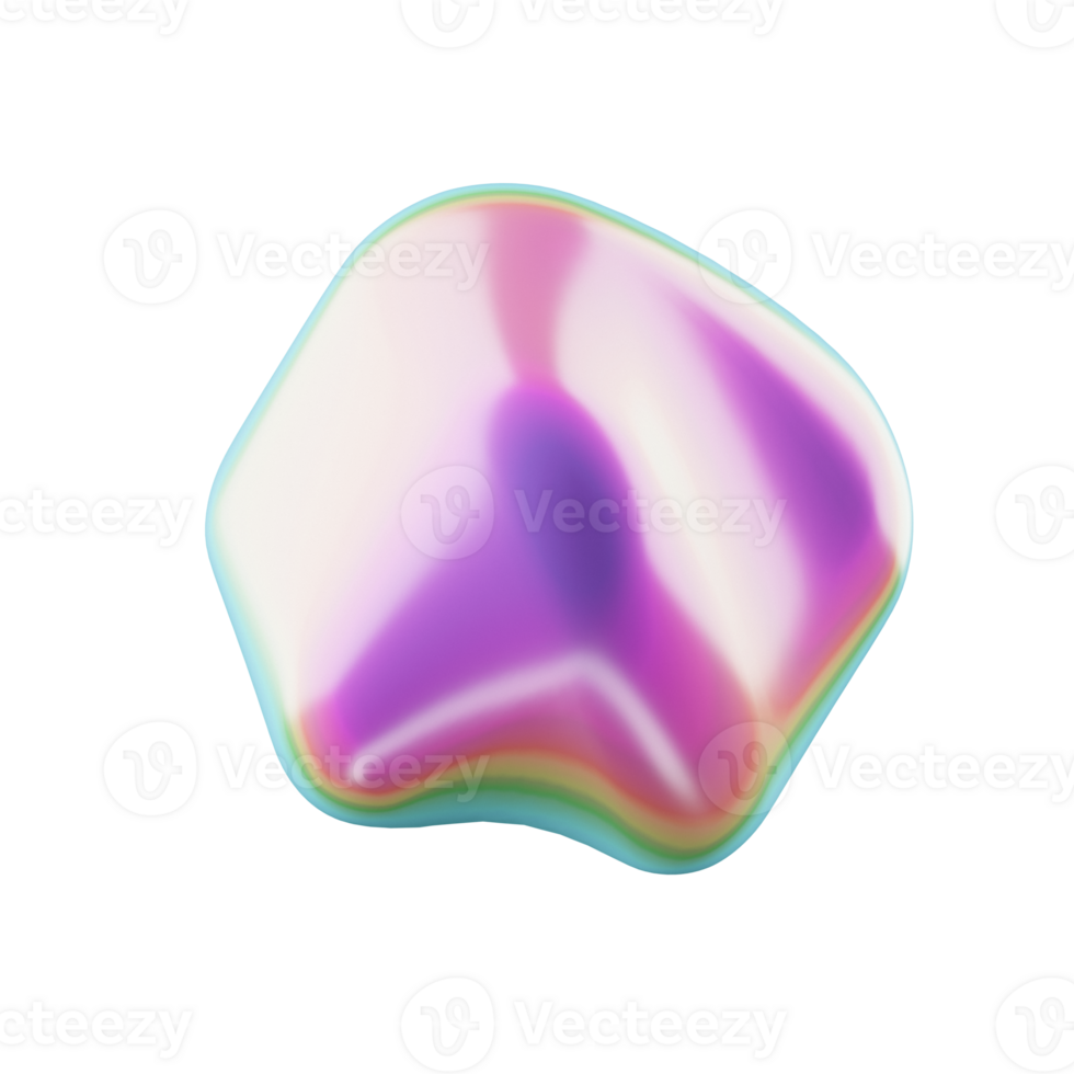 abstract 3d colourful iridescent colour shape on transparent background png
