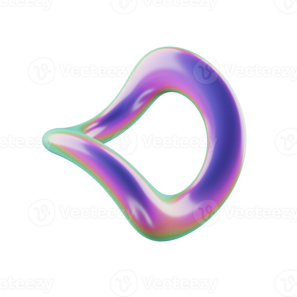 abstract torus 3d iridescent colour shape on transparent background png